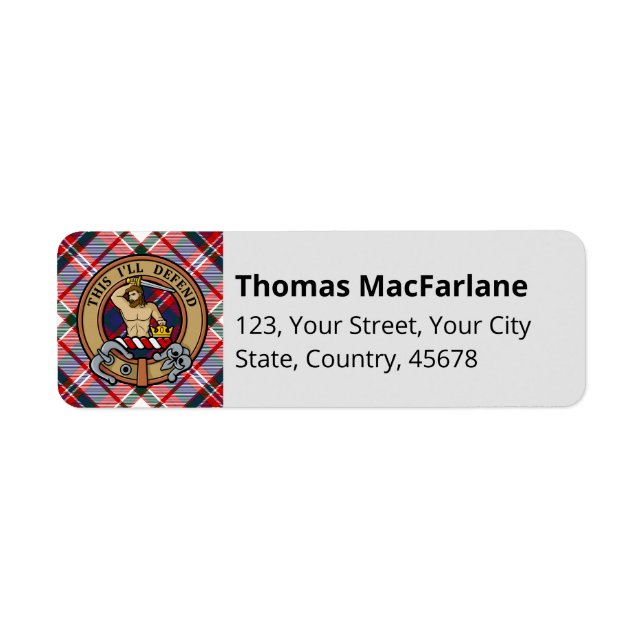 Étiquette Clan MacFarlane robe Tartan (Devant)