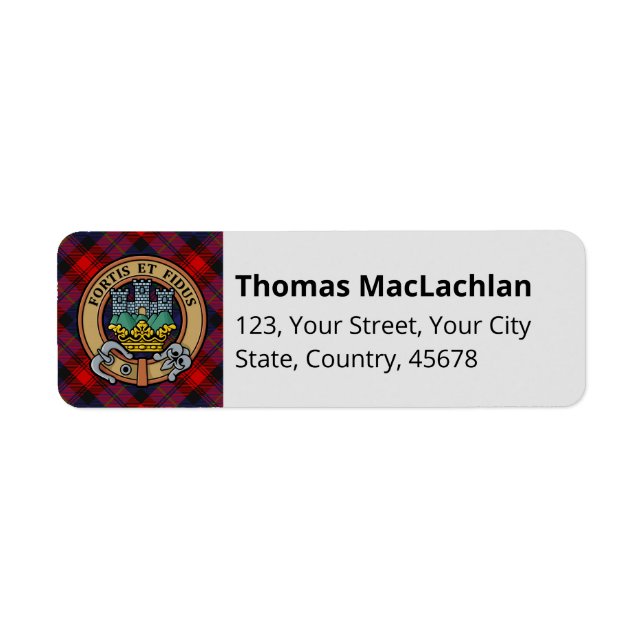 Étiquette Clan MacLachlan Crest sur Tartan (Devant)