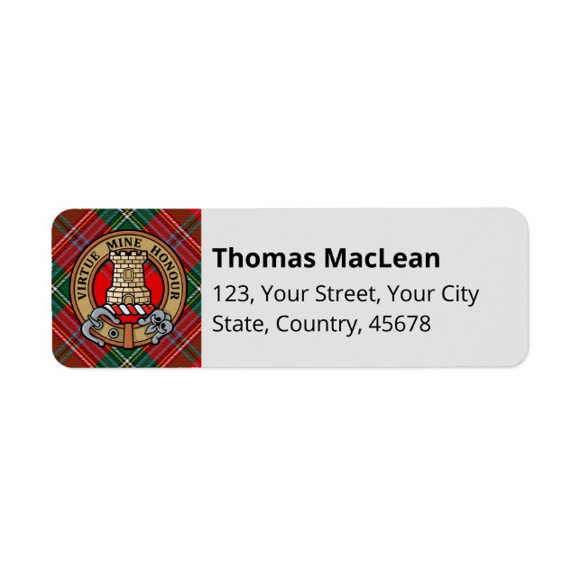 Étiquette Clan MacLean Crest sur Tartan (Devant)