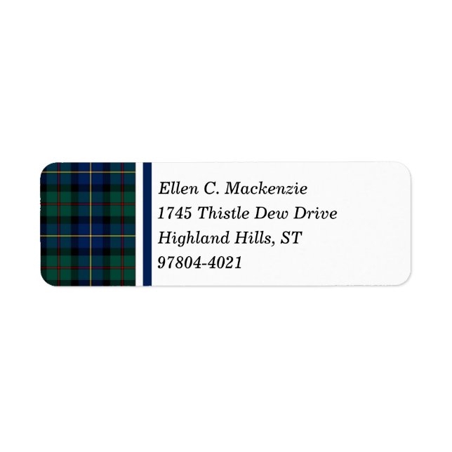 Étiquette Clan MacLeod de Skye Blue et Green Tartan (Devant)
