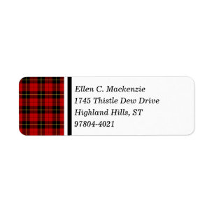 Étiquette Clan tartan écossais rouge et noir de Wallace