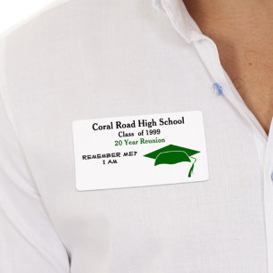Étiquette Class Reunion Black Green Paper Name Tag