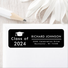 Étiquette Classe de 2024 Black White Graduation Return