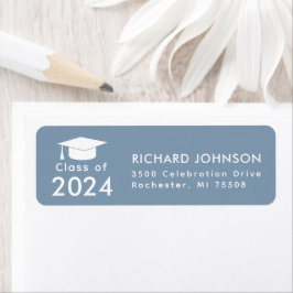 Étiquette Classe de 2024 Bleu Blanc Graduation Return
