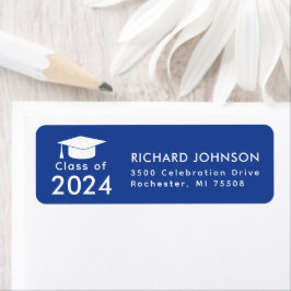 Étiquette Classe de 2024 Royal Blue White Graduation Return