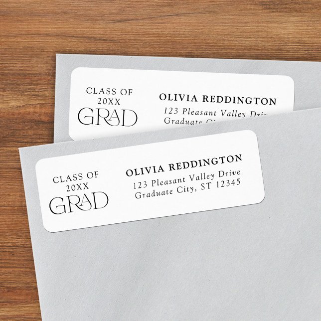 Étiquette Classe de 2025 Typographie Grad Adresse de retour (Créateur téléchargé)
