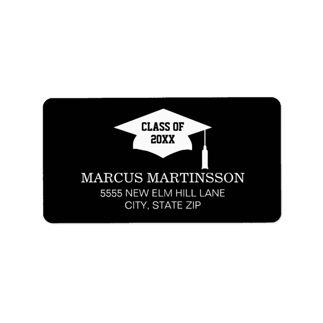 Étiquette Classe de plafond de graduation noir blanc de 2025 (Devant)
