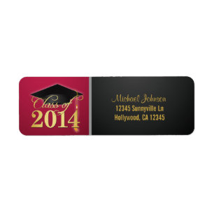Étiquette Classe élégante de rouge et d'or de 2014