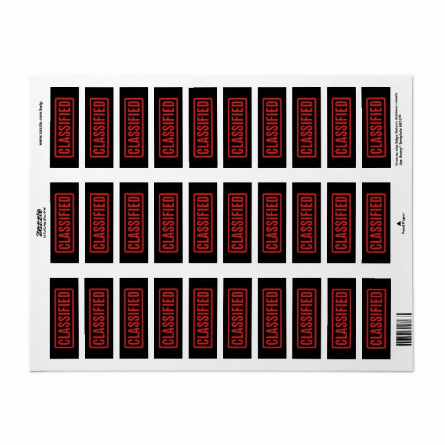 Étiquette Classé Noir (Feuille entière)