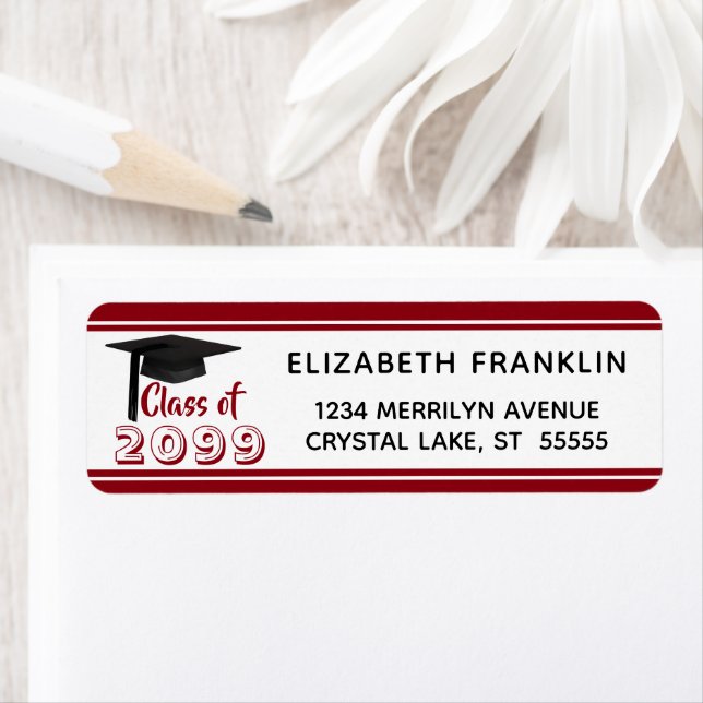 Étiquette Classe Red Striped de 20XX | Couleur modifiable (En situation)