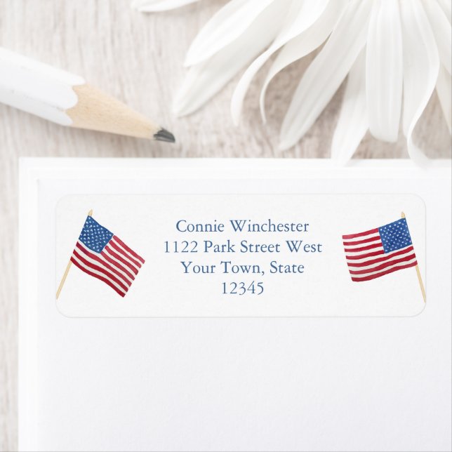 Étiquette Classic American Porch Flag 4 juillet Adresse de r (En situation)