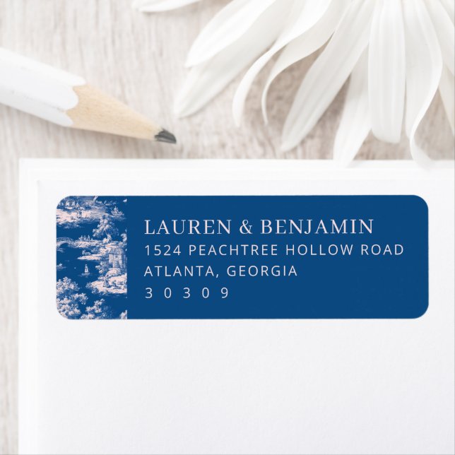 Étiquette Classic Blue and White Invitation Card (En situation)