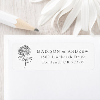 Étiquette Classic Charcoal Hydrangea Wedding Return Address