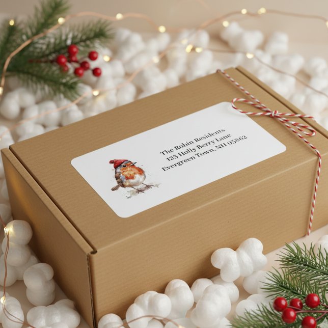 Étiquette Classic Christmas Robin, custom  (Créateur téléchargé)