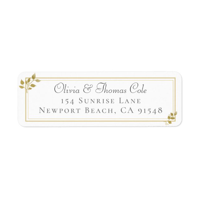 Étiquette Classic Elegant Gold Eucalyptus Adresse Mariage (Devant)