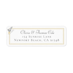 Étiquette Classic Elegant Gold Frame Lily Floral Mariage