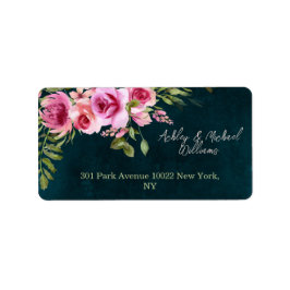 Étiquette Classic Emerald Vert Floral Dark Moody Mariage