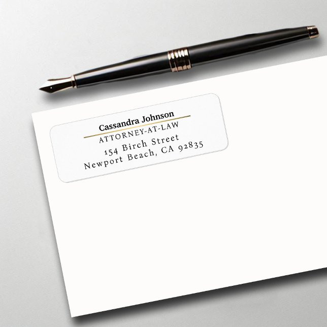 Étiquette Classic Faux Gold Line Droit Juriste Adresse (business corporate return address label lawyer law paralegal attorney modern classic minimalist gold)