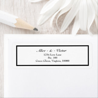 Étiquette Classic Formal Black White Mariage Adresse de reto