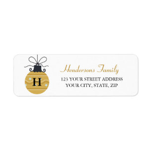 Étiquette Classic Gold Ornament Monogramme Adresse de retour
