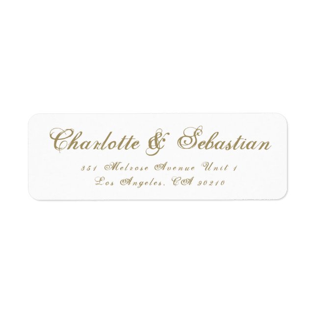 Étiquette Classic or coutume script élégant Mariage chic (Devant)