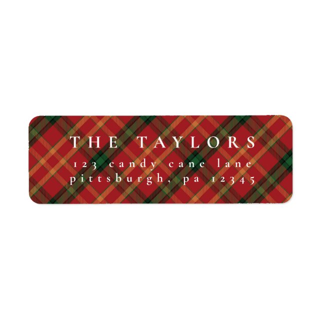 Étiquette Classic Plaid Christmas Retours Adresse (Devant)