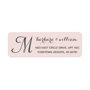 Étiquette Classic Rose doux Personnalisé Deux Couleurs Monog