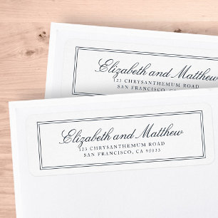 Étiquette Classic Simple Elegant Chic Mariage Adresse de ret