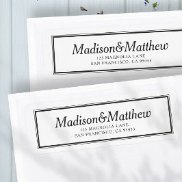 Étiquette Classic Simple Typographie Mariage Adresse de reto
