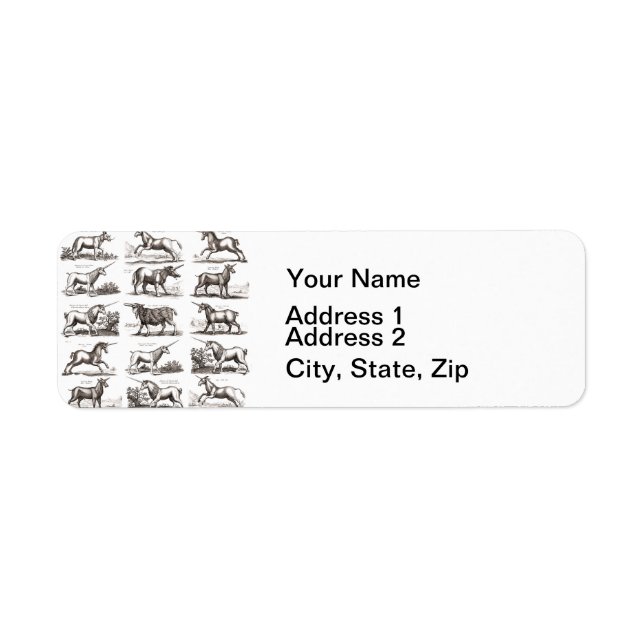 Étiquette Classique Unicorne Antique Mythique Magie Créature (Devant)