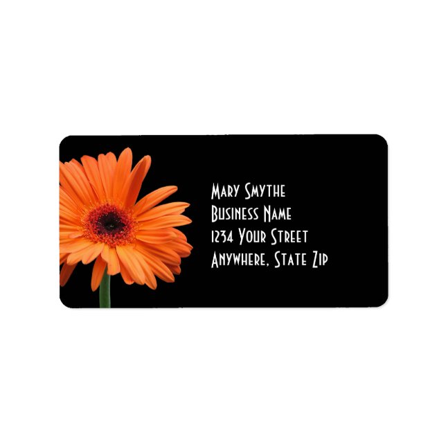 Étiquette Classy Black & Orange Gerbera Daisy (Devant)