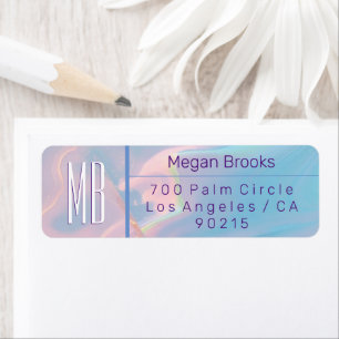 Étiquette Classy Pastel Marble Monogram Adresse