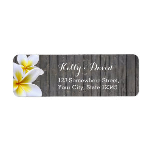 Étiquette Classy Plumeria Flower Wood Retourner l'adresse Ét