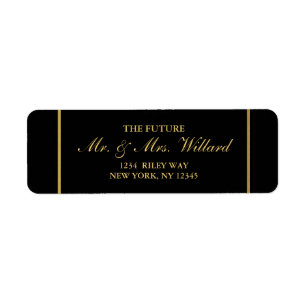 Étiquette Classy Wedding Gold Foil - Black Return Address