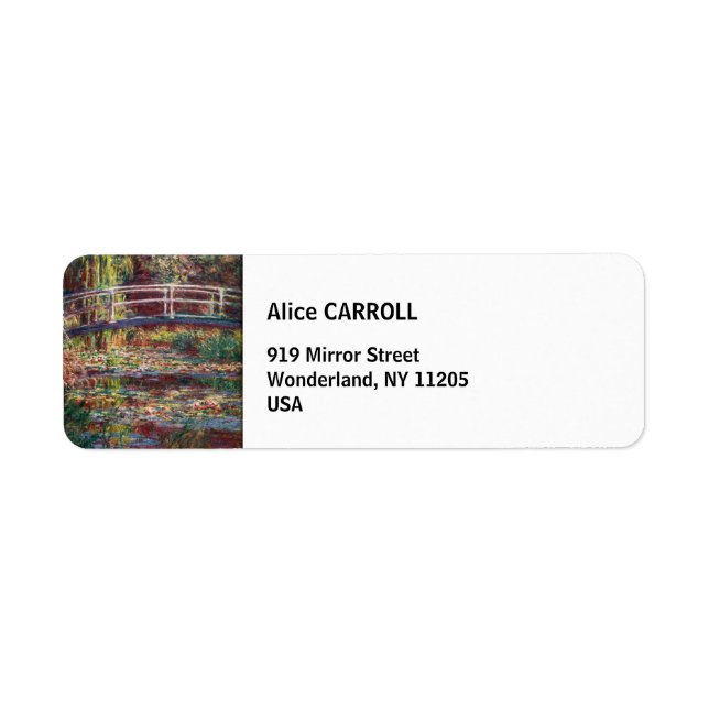 Étiquette Claude Monet - Eau Lily étang, Harmonie rose (Devant)