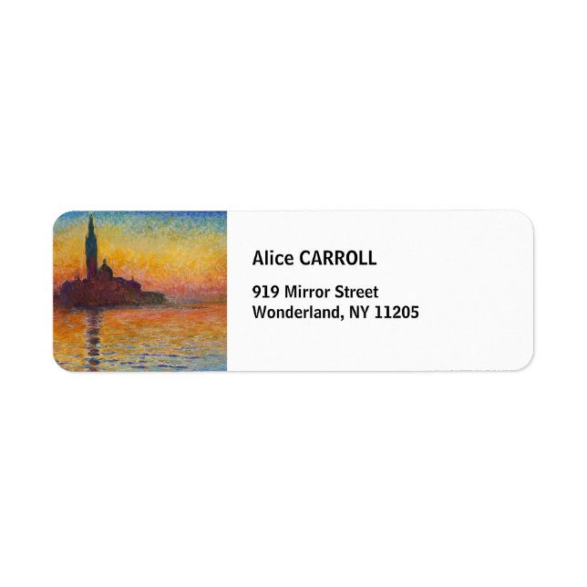 Étiquette Claude Monet - San Giorgio Maggiore à Dusk (Devant)