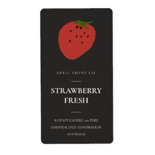 ÉTIQUETTE CLEAN FRESH FRUITY STRAWBERRY BLACK CANDLE LABEL