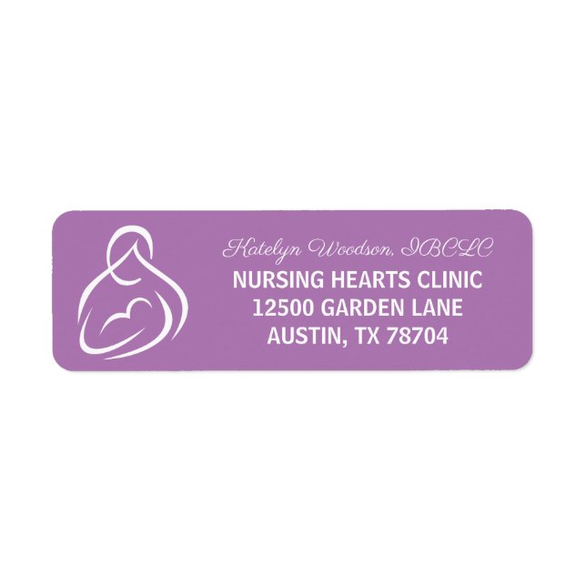 Étiquette Clinique de clapet violet de lactation Adresse de  (Devant)