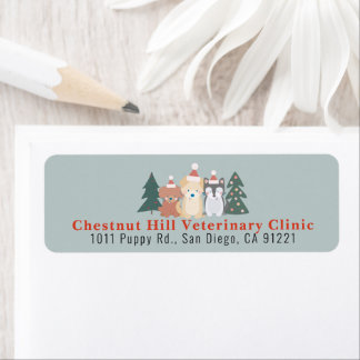 Étiquette Clinique vétérinaire entreprise pour animaux Noël 