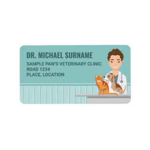 Étiquette Clinique vétérinaire Vétérinaire Homme Vétérinaire