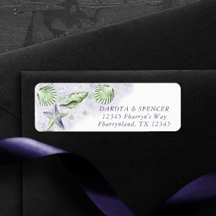 Étiquette Coastal Chic   Purple and Green Sea - Adresse de r