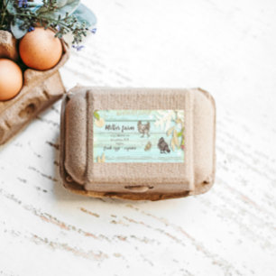 Étiquette coastal plank wood rustic script Egg Carton Label