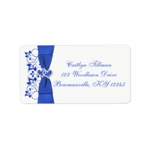 Étiquette Cobalt Blue White Hearts Adresse de retour Label