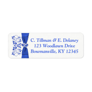 Étiquette Cobalt Blue White Hearts Adresse de retour Label 2