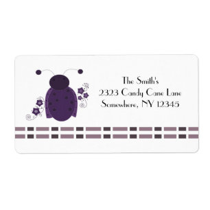 Étiquette Coccinelle Violette Fantaisiste