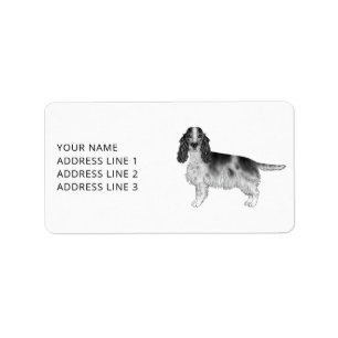 Étiquette Cocker Spaniel en noir et blanc & texte personnali