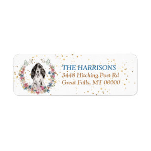 Étiquette Cocker Spaniel Spring Flowers Wreath