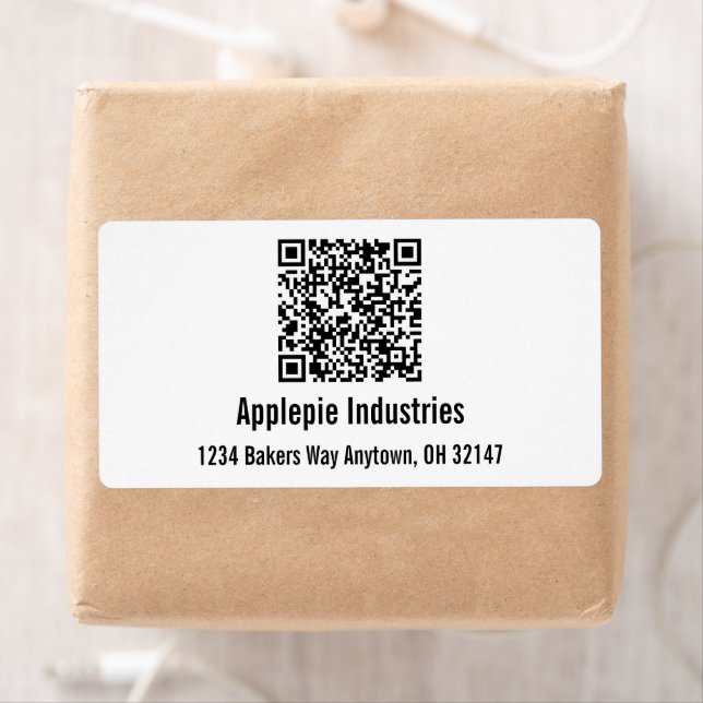 Étiquette Code QR professionnel personnalisé avec adresse po (En situation)