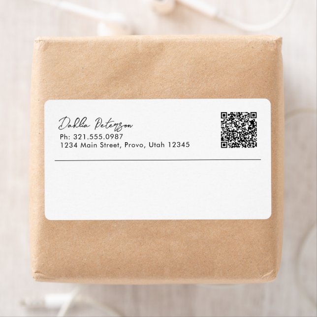 Étiquette Code QR simple et élégant Livraison d'affaires mod (En situation)