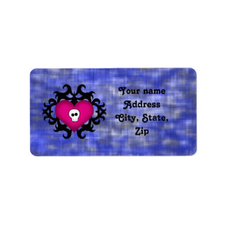 Étiquette Coeur crâne gothique